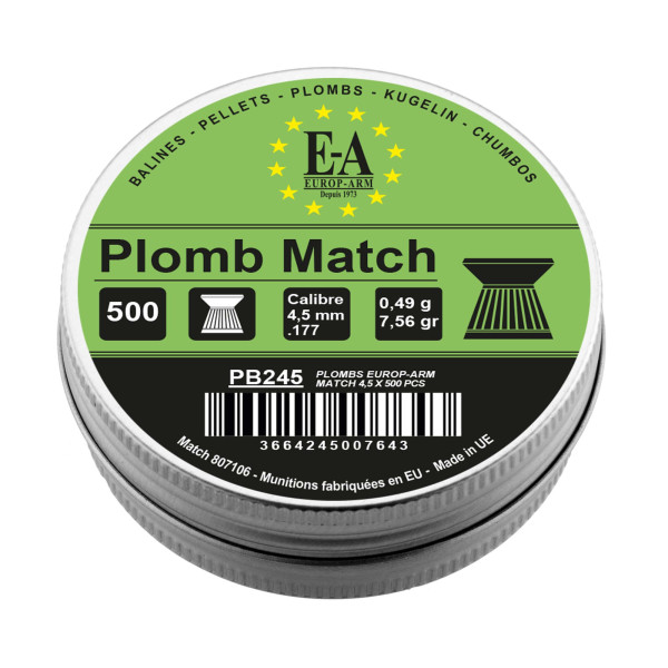 Plombs Match Europ-Arm à tête plate cal. 4,5 mm — vue 3